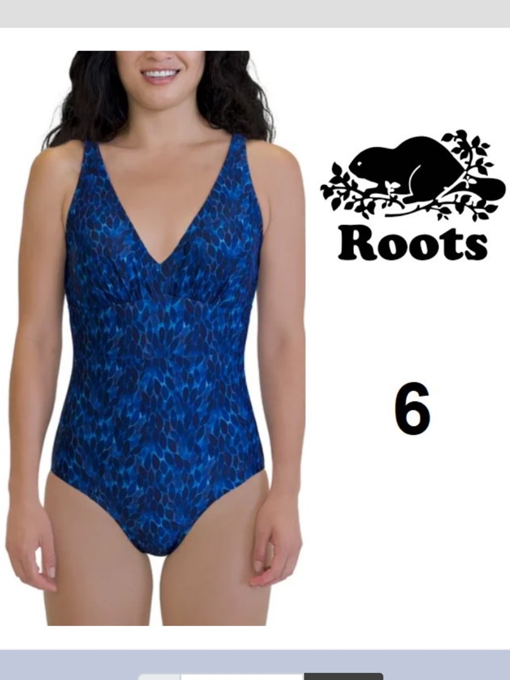 Womens Blue Leaf-Print V-Neck One-Piece Swimsuit